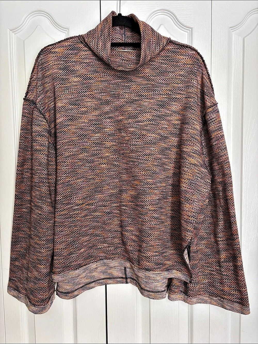 Free People We The Free Sunny Days Turtleneck Sweater Purple & Orange Large